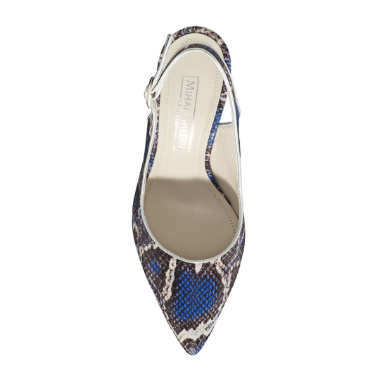 Pantofi Eleganti Dama Candy Snake Skin Blue F4