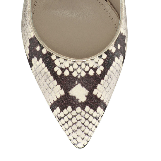 Pantofi Eleganti Dama Candy Snake Skin Alb Negru F5